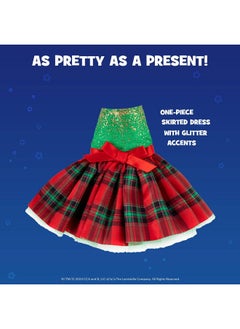 The Elf on the Shelf The Elf on the Shelf Claus Couture Gifts and Glamour Party Dress for Your Scout Elf - Includes Timeless Red and Green Plaid Party Dress with Sparkly Green Bodice  - Image 3