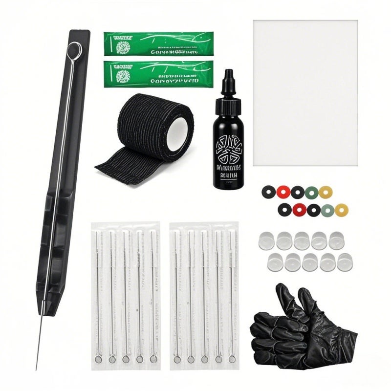 Hand Stick Tattoo Kit: 5 Inch Lock Pin Buckle Design - Non-Disposable Precision Groove Holder Tattoo Needles Set for DIY Tattoo & Professional Tattoo Artists - Image 1
