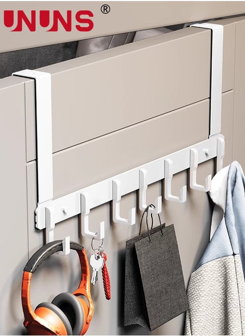 Over The Door Hooks,Door Hanger Hooks With Extra Long Arms,Towel Racks For Bathroom With 6 Coat Hooks For Hanging Clothes Coats Towels,White