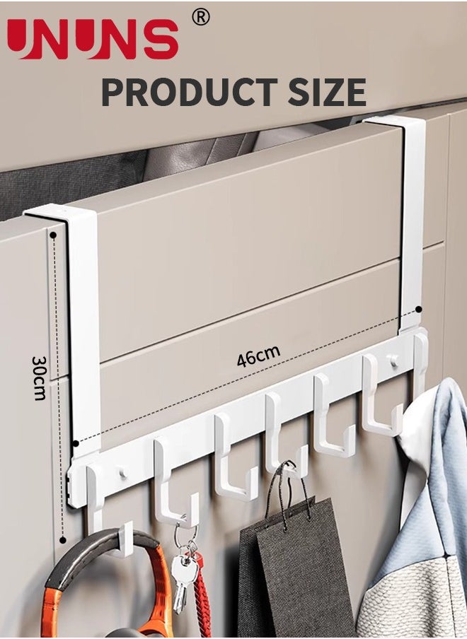UNUNS - Over The Door Hooks,Door Hanger Hooks With Extra Long Arms,Towel Racks For Bathroom With 6 Coat Hooks For Hanging Clothes Coats Towels,White - Image 1