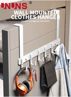 UNUNS Over The Door Hooks,Door Hanger Hooks With Extra Long Arms,Towel Racks For Bathroom With 6 Coat Hooks For Hanging Clothes Coats Towels,White  - Image 2