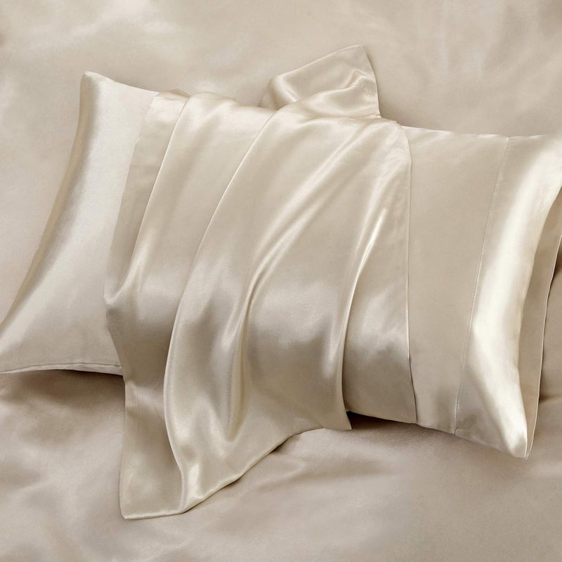 P Pothuiny Satin Sheets Full (6 Pieces, Taupe) - Luxury Silky Satin Bed Sheets Full Bedding Set, Extra Soft Satin Sheet Set, 1 Satin Fitted Sheet + 1 Flat Sheet + 4 Pillow Cases - Image 4