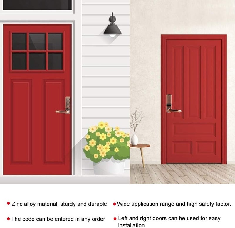 كلاراكو قفل باب رقمي ميكانيكي بكلمة مرور، قفل باب بدون مفتاح من سبائك الزنك مقاوم للماء والصدأ، طلاء PVD، لا يتلاشى، يمكن تركيبه على اليسار أو اليمين - Image 5