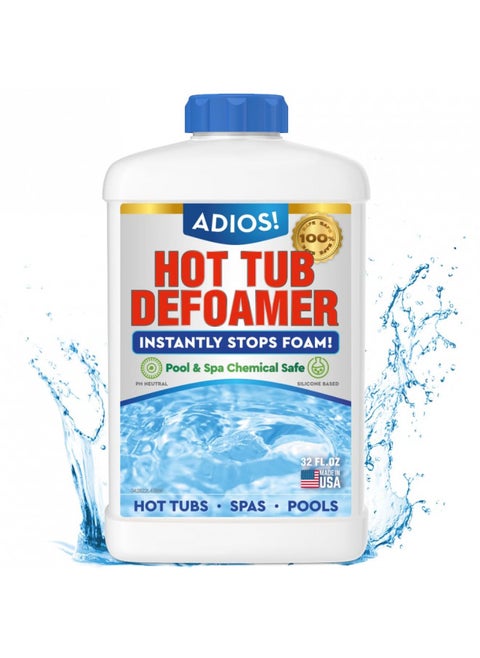 Adios! Hot Tub Defoamer and Anti Foam for Spa and Pools - Quick and Safe Silicone Formula - 32oz