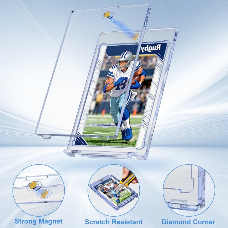 Mlikero 100 ct Magnetic Card Holder for Trading Cards, 35pt Ultra Clear Baseball Card Protectors, Hard Plastic Protectors for Sports and Game Cards - Image 3