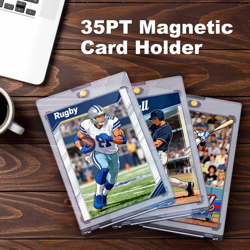 Mlikero 100 ct Magnetic Card Holder for Trading Cards, 35pt Ultra Clear Baseball Card Protectors, Hard Plastic Protectors for Sports and Game Cards - Image 5