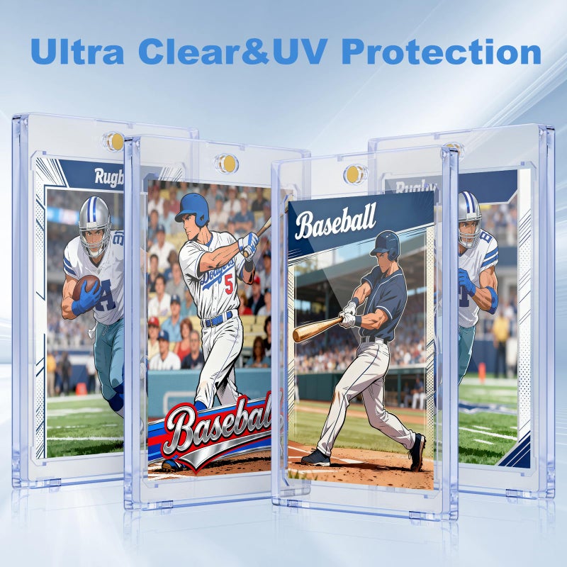 Mlikero 100 ct Magnetic Card Holder for Trading Cards, 35pt Ultra Clear Baseball Card Protectors, Hard Plastic Protectors for Sports and Game Cards - Image 2