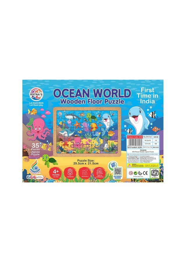 RATNA'S Ratnas Wooden Floor Puzzle Ocean 35 Pieces Jigsaw Puzzle Size 29.5 cm x 21.5 cm for Kids 3+ Years - Image 5