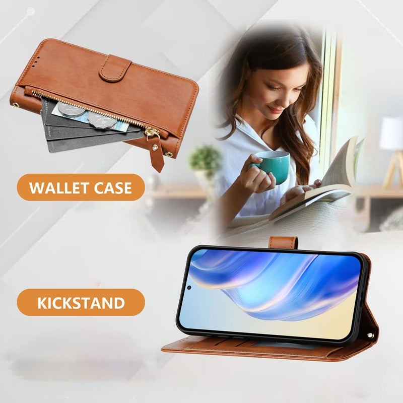 HuHa Protective Cover OnePlus Ace Pro / OnePlus 10T Global Multi-Card Slots Zipper Wallet Leather Phone Case(Brown) - Image 3