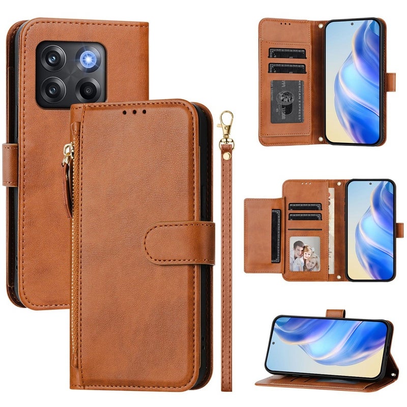 HuHa Protective Cover OnePlus Ace Pro / OnePlus 10T Global Multi-Card Slots Zipper Wallet Leather Phone Case(Brown) - Image 1