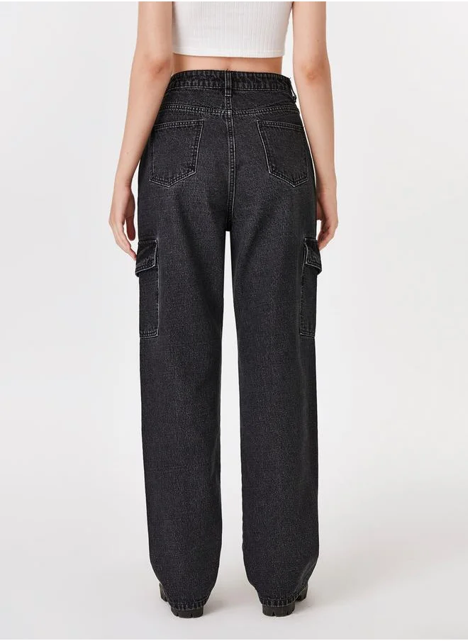 Kotty High Rise Straight Fit Jeans with Pocket Detail