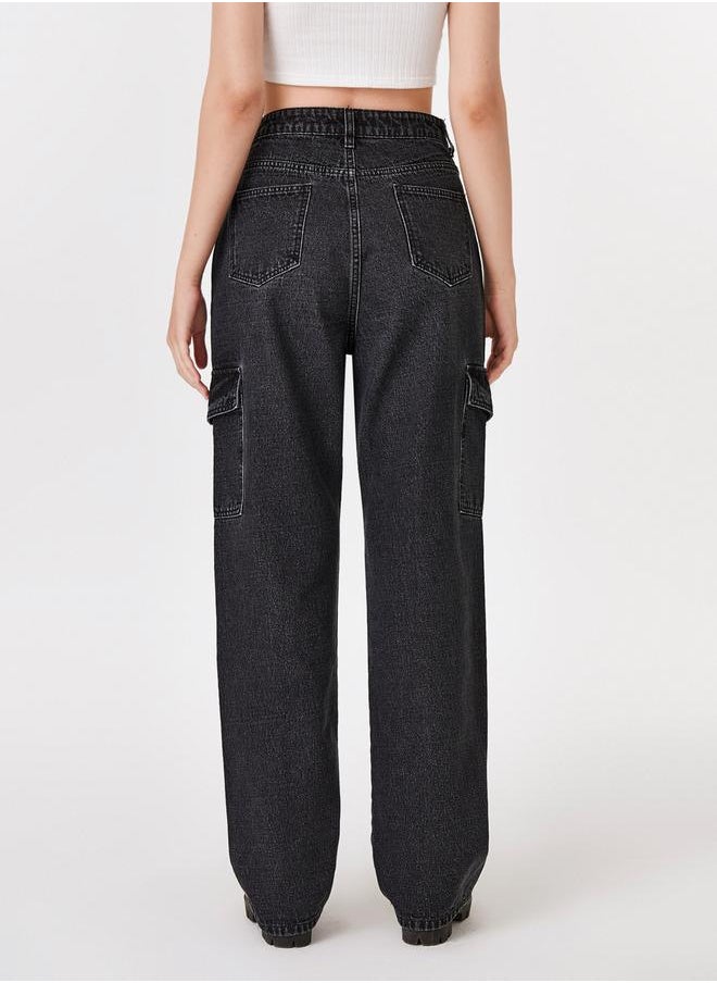 Kotty High Rise Straight Fit Jeans with Pocket Detail by Styli  - Image 2