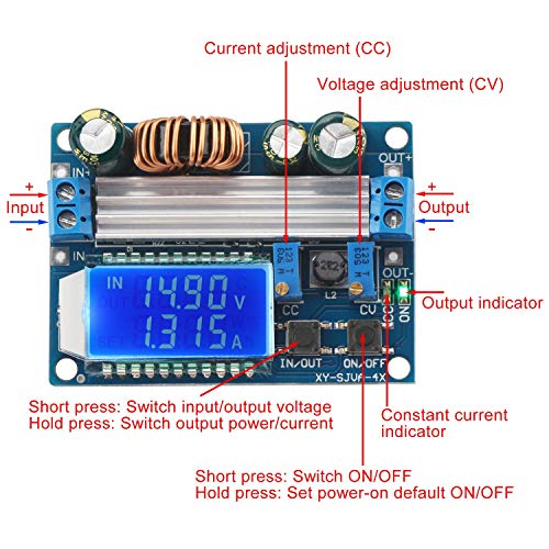 REES52 Buck Boost Converter Display, Buck-Boost Board DC 5.5-30V 12v to DC 0.5-30V 5v 24v Adjustable Constant Current Voltage Step UP Down Voltage Regulator 4A 35W Power Supply Module - Image 3