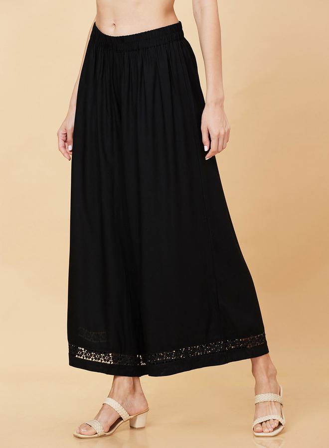 جلو باص بنطال بالازو عرقي واسع بتصميم دانتيل زهري - Image 4