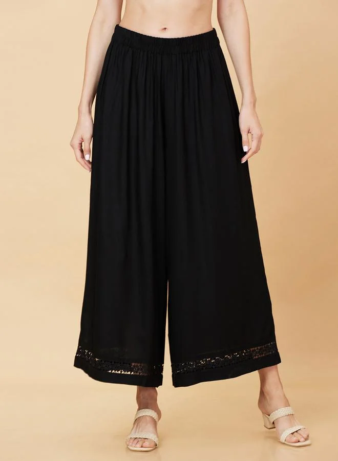 globus Floral Lace Hem Design Wide Leg Ethnic Palazzos