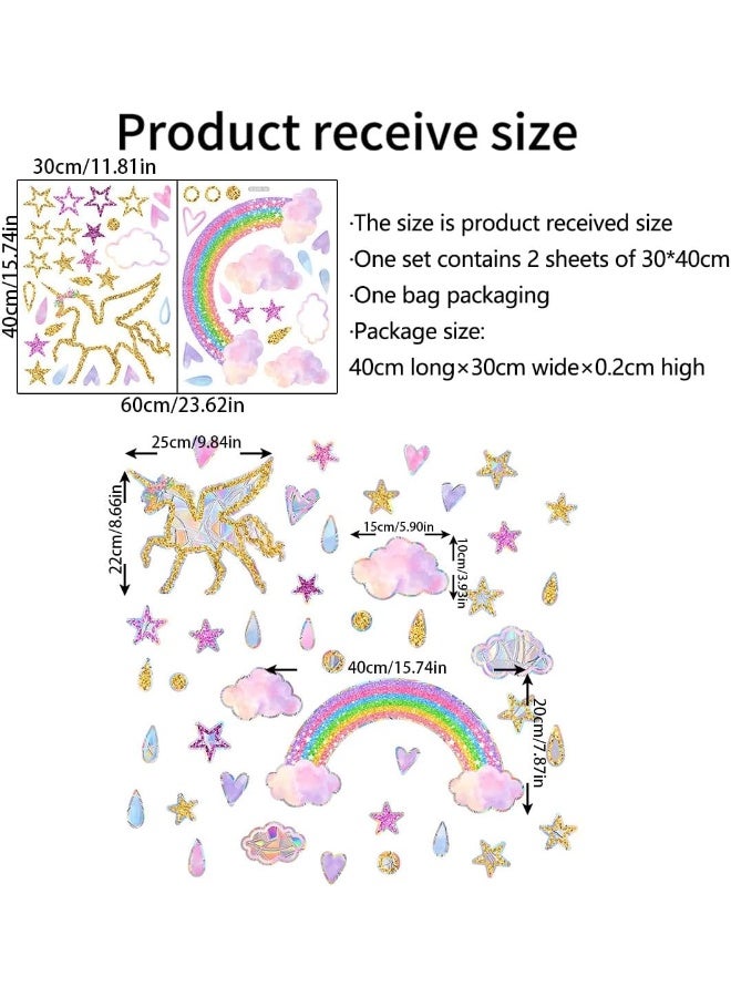Home Trove Sinekong Unicorn Prism Window Sticker, Suncatcher Window Sticker, Rainbow Window Pictures, Self-Adhesive, Reusable, Static Adhesive, Reflective Bird, Anti-Collision Sticker, Window Decoration  - Image 2