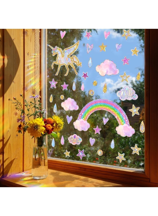 Home Trove Sinekong Unicorn Prism Window Sticker, Suncatcher Window Sticker, Rainbow Window Pictures, Self-Adhesive, Reusable, Static Adhesive, Reflective Bird, Anti-Collision Sticker, Window Decoration  - Image 1