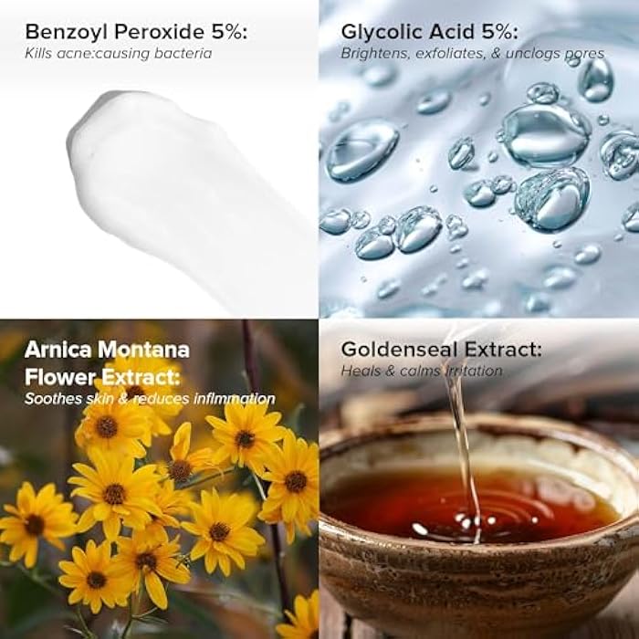 DRMTLGY Acne Spot Treatment and Cystic Acne Treatment. Acne Serum with Micronized Benzoyl Peroxide 5% and Glycolic Acid. 1.1 oz, 2 pack - Image 3