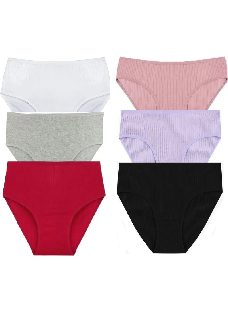 كي واي سي شوبينج 2 Pieces Mixed Color Cotton High Waist Bato Ribbed Camisole Women's Panties