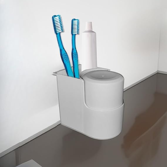GNOLY GNOYL Wall-Mounted Toothbrush and Bathroom Essentials Organizer - Easy Installation Wall-Mounted Toothbrush Holder - Bathroom Toothbrush, Tongue Cleaner, Toothpaste - Image 5