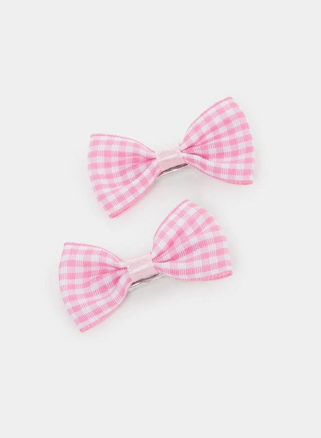 ستايلي Styli Pink Checked Bow Hair Clip