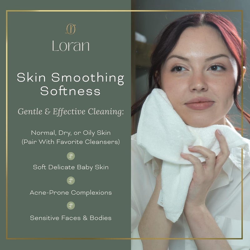 LoRan White Washcloths Set of 6 Soft Facial Cloths 10” x 10” 100% Viscose Derived from Bamboo Spa-Like Feel Silky Face Cloth for Skin Cleansing - Image 4