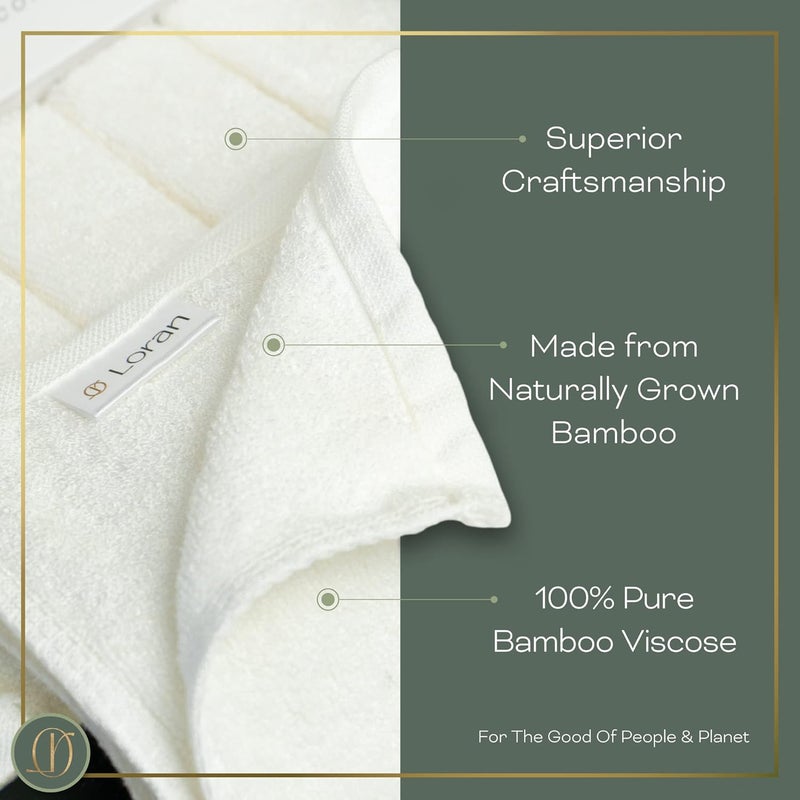 LoRan White Washcloths Set of 6 Soft Facial Cloths 10” x 10” 100% Viscose Derived from Bamboo Spa-Like Feel Silky Face Cloth for Skin Cleansing - Image 2