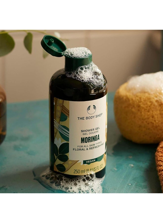 THE BODY SHOP Moringa Shower Gel – Refreshing Floral Cleanse | Suitable for All Skin Types | Soft, Cleansed & Refreshed Skin | Moringa Seed Oil & Organic Aloe Vera, 250 ml - Image 4