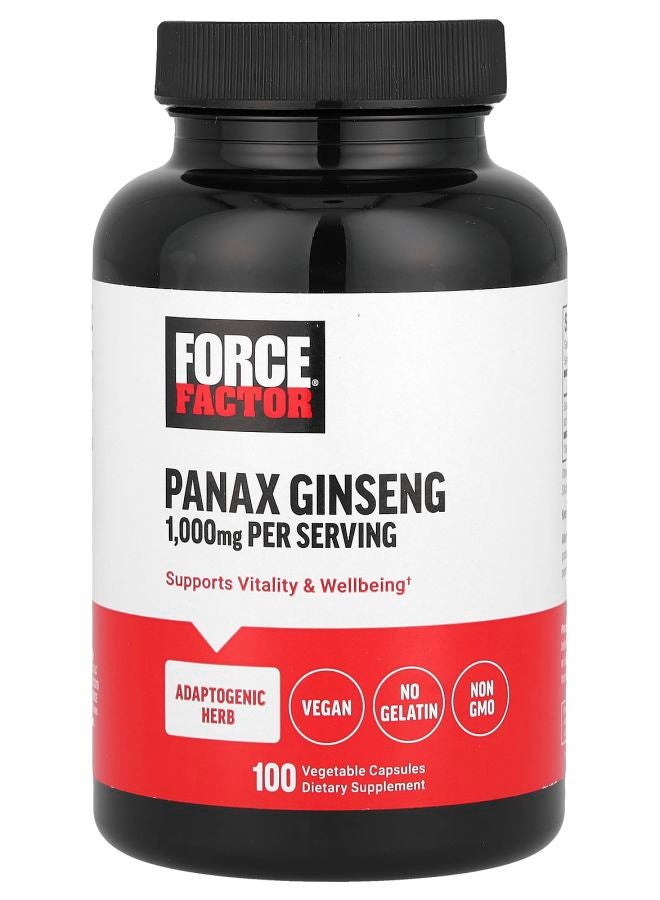 Force Factor Panax Ginseng 1000 mg 100 Vegetable Capsules (500 mg per Capsule)