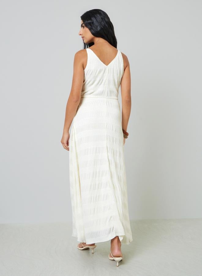 Styli Cream Textured Sleeveless Maxi Dress - Image 3