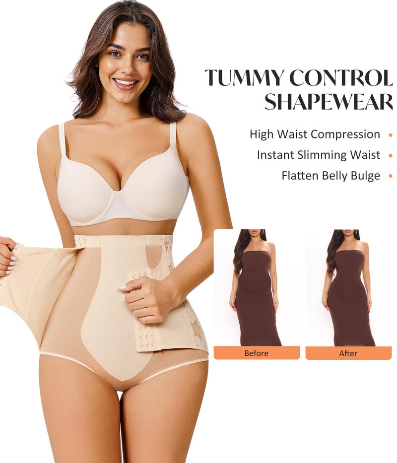 CYDREAM Shapewear Tummy Control Underwear for Women Faja Body Shaper Postpartum High Waisted Slimming Butt Panties Seamless Beige - Image 2