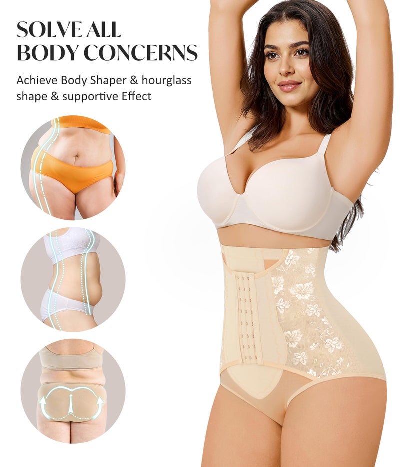 CYDREAM Shapewear Tummy Control Underwear for Women Faja Body Shaper Postpartum High Waisted Slimming Butt Panties Seamless Beige - Image 5