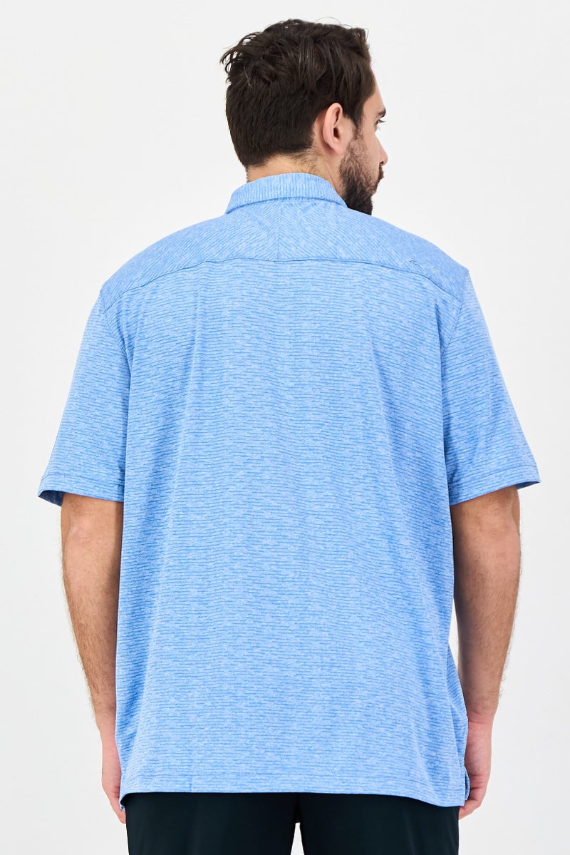 Greg Norman Men Sportswear Fit Short Sleeve Outdoor Polo Shirt, Blue - Image 3