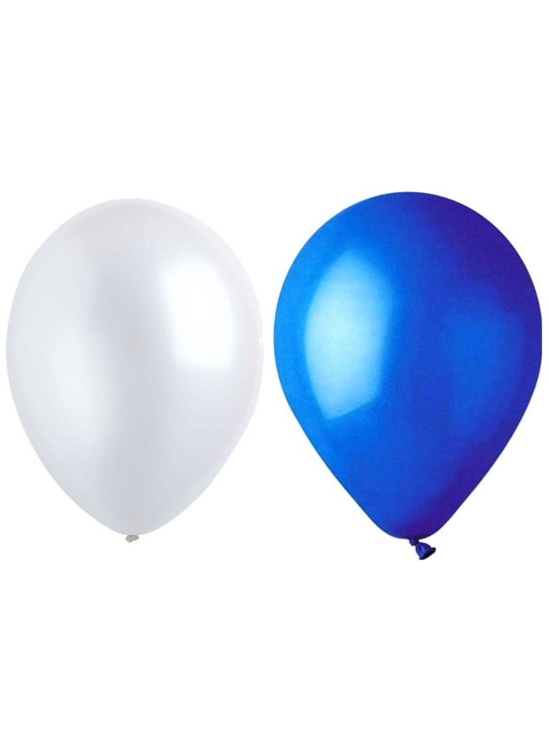 50pcs Blue and 50pcs White 10inch Balloon Set - Assorted