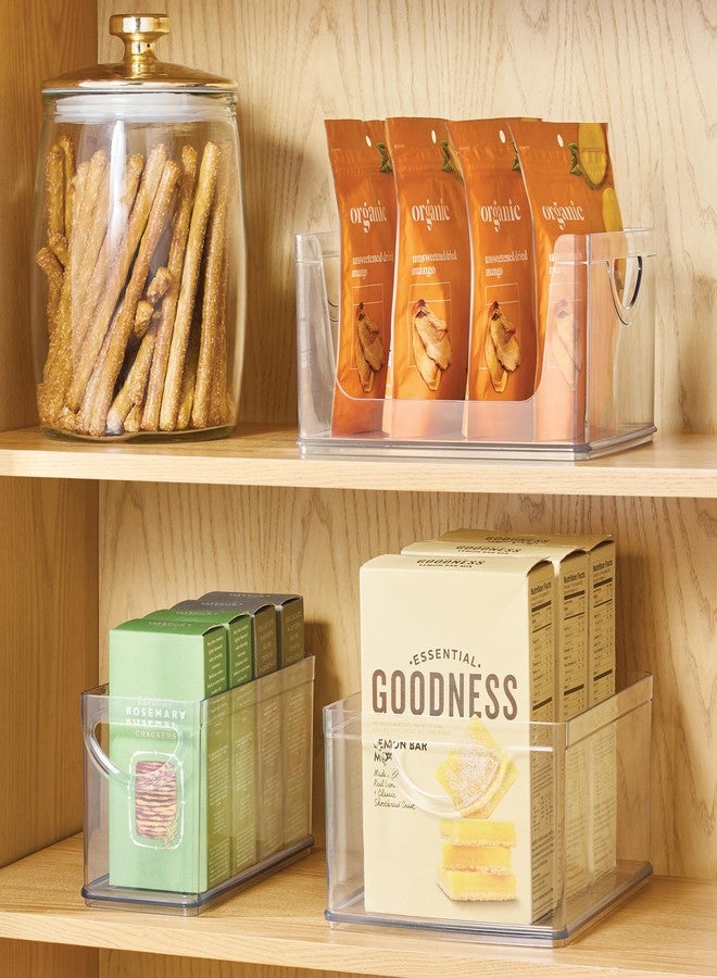 إنترديزاين صناديق تخزين المؤن من آي ديزاين بمقابض - صناديق تنظيمية للخزائن أو الثلاجة - طقم من قطعتين - شفاف - Image 3