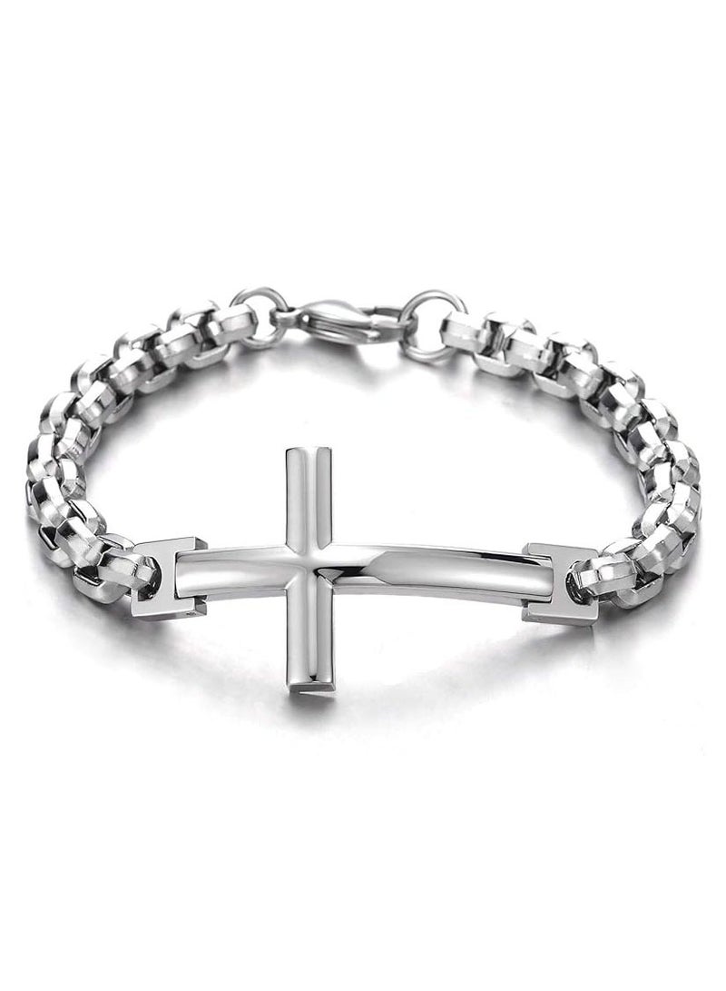 Muyixin سوار متقاطع من الستانلس ستيل للرجال والنساء - مصقول - Image 1