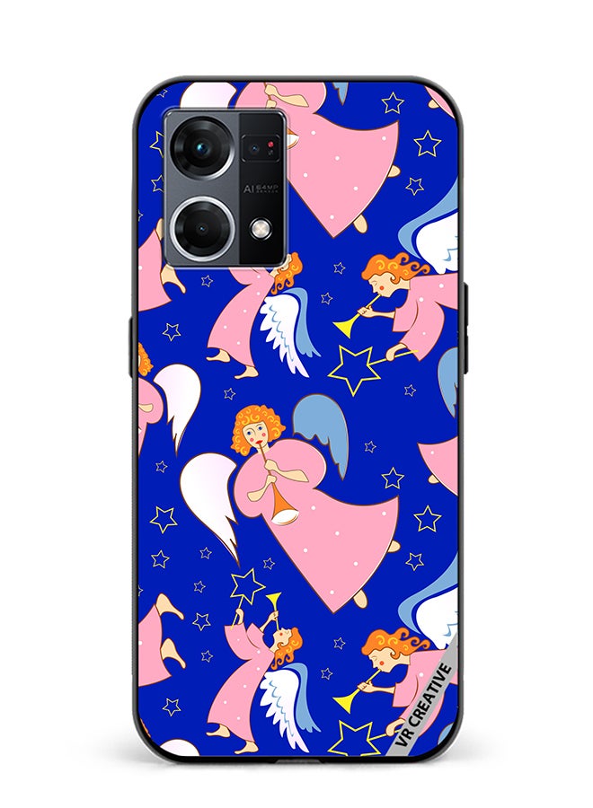 VR CREATIVE Protective Case Cover For Oppo Reno8 4G Christmas Angels With Flutes Design Multicolour - Image 1
