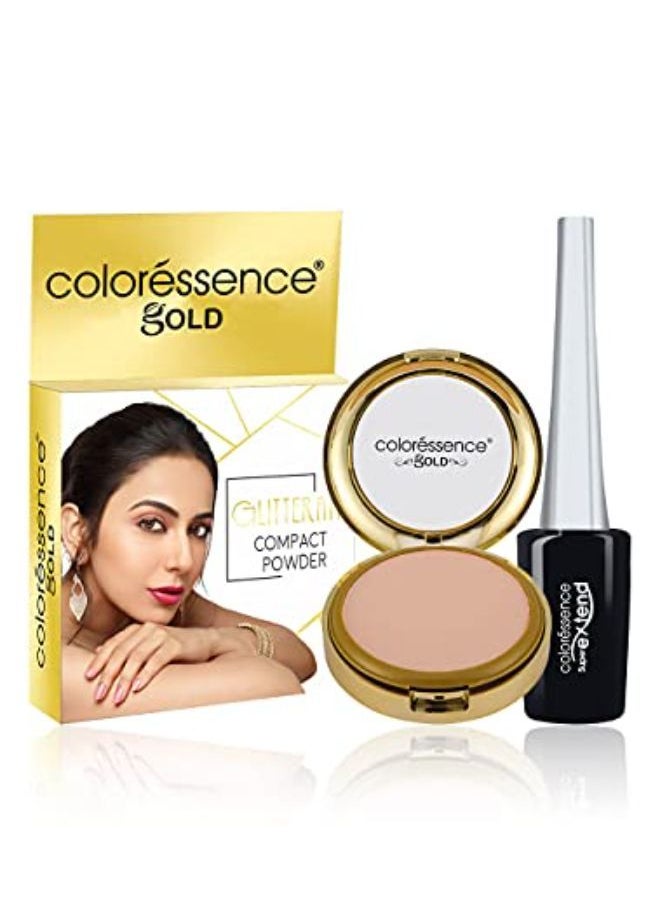 Glitterati Compact Powder Gold Range Oil Free Matte Finish Face Satin Pressed Formula (Blush Matte) - Free Supreme Liquid Eyeliner - pzsku/ZCFC944CE9507727A7CE2Z/45/_/1646062024/0ae833ea-12ed-40da-a52d-5cd05694a58e