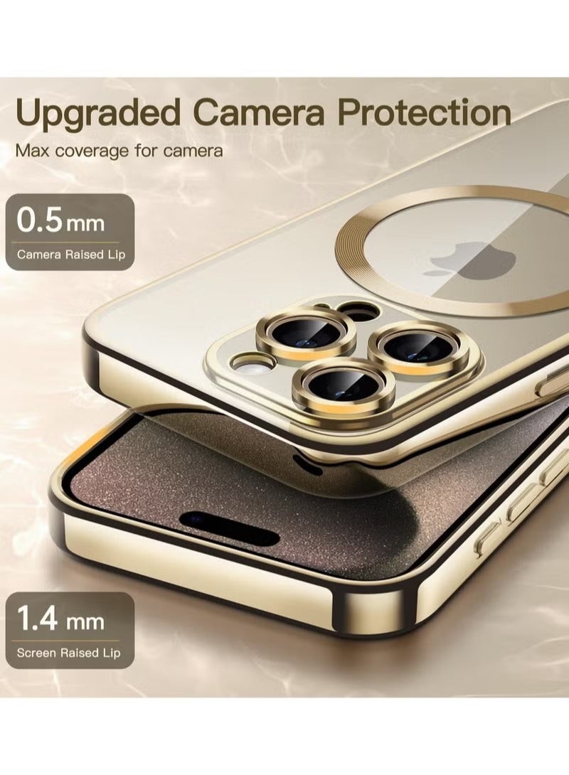 Electroplated Case for iPhone 15 Pro Max 6.7-Inch, Camera Lens Full Protection, Compatible with MagSafe Wireless Charging, Shockproof Soft TPU Phone Cover (Gold)  - Image 5