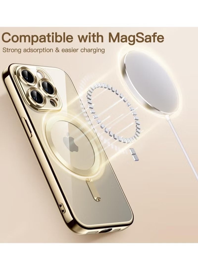 Electroplated Case for iPhone 15 Pro Max 6.7-Inch, Camera Lens Full Protection, Compatible with MagSafe Wireless Charging, Shockproof Soft TPU Phone Cover (Gold)  - Image 4