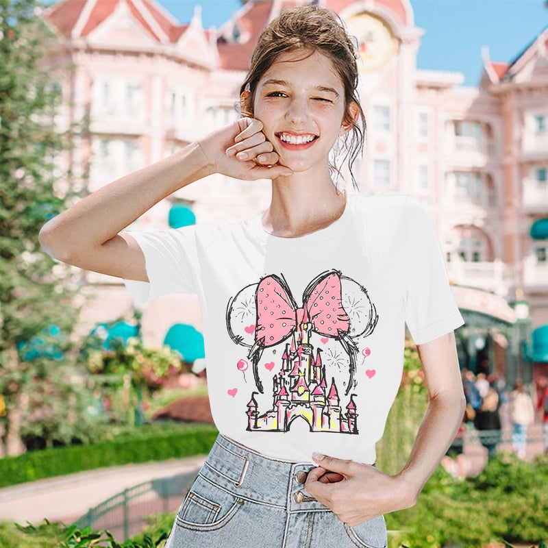 TAOHONG Women Magic Kingdom Shirt Castle Graphic Shirts Casual Family Vacation Holiday T Shirt Cute Short Sleeve Tee Top White - Image 4