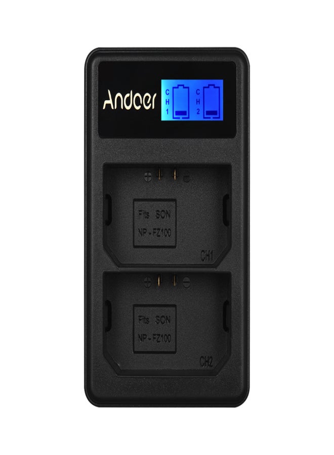 ANDOER LCD2-FZ100 Compact Dual Channel LCD Camera Battery Charger USB Input LCD Display for Sony NP-FZ100 Camera Battery for Sony a9 a7RIII a7III - Image 3