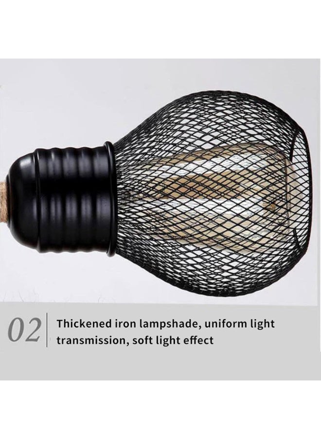 LZ Wooden Wall Light Hemp Rope, Industrial Wall Lamp Lamp Shade, E27 LED Retro Wall Light Living Room Bedside Table Corridor Cafe Bar(Without Bulb) - Image 4