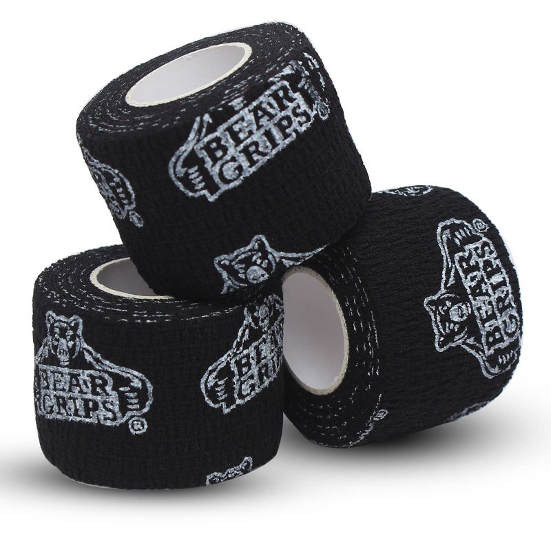 Bear Grips Weightlifting Tape Thumb Tape Athletic Wrist Tape Finger Tape Weight Lifting Tape Sport Tape 3Pack Tactical Tape Stretchy Hand Tape Gym Tape WOD Tape Hook Grip Tape Black