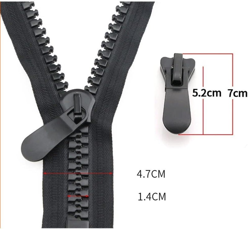 Zips for Sewing， Zippers,20 Black Zipper with Sliders,70cm-100cm Super Large Resin for Parka Down Jacket Coat Tent DIY Sewing,1pcs(85cm) - Image 2