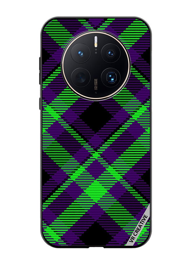 VR CREATIVE Protective Case Cover For Huawei Mate 50 Pro Black Green Checkered Design Multicolour - Image 1