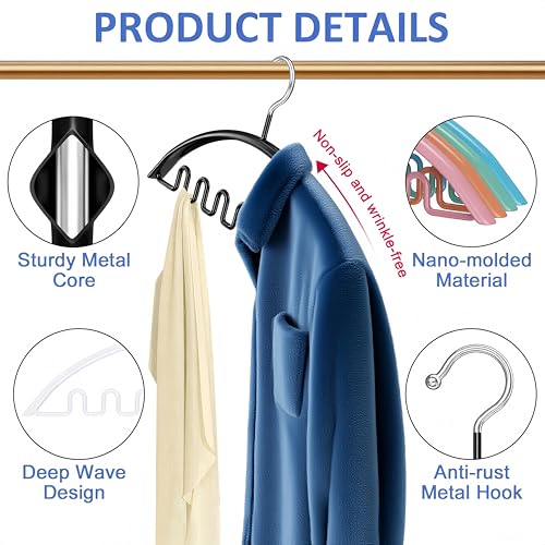 Besslly Clothes Hanger 12 Pack, Sweater Hangers No Shoulder Bump, 16.5 Inch Wide Heavy Duty Metal Coat Hangers for Closet Non Slip PVC Coating Space Saving Hangers for Suits Dresses Jackets Bra Shirt Black - Image 5