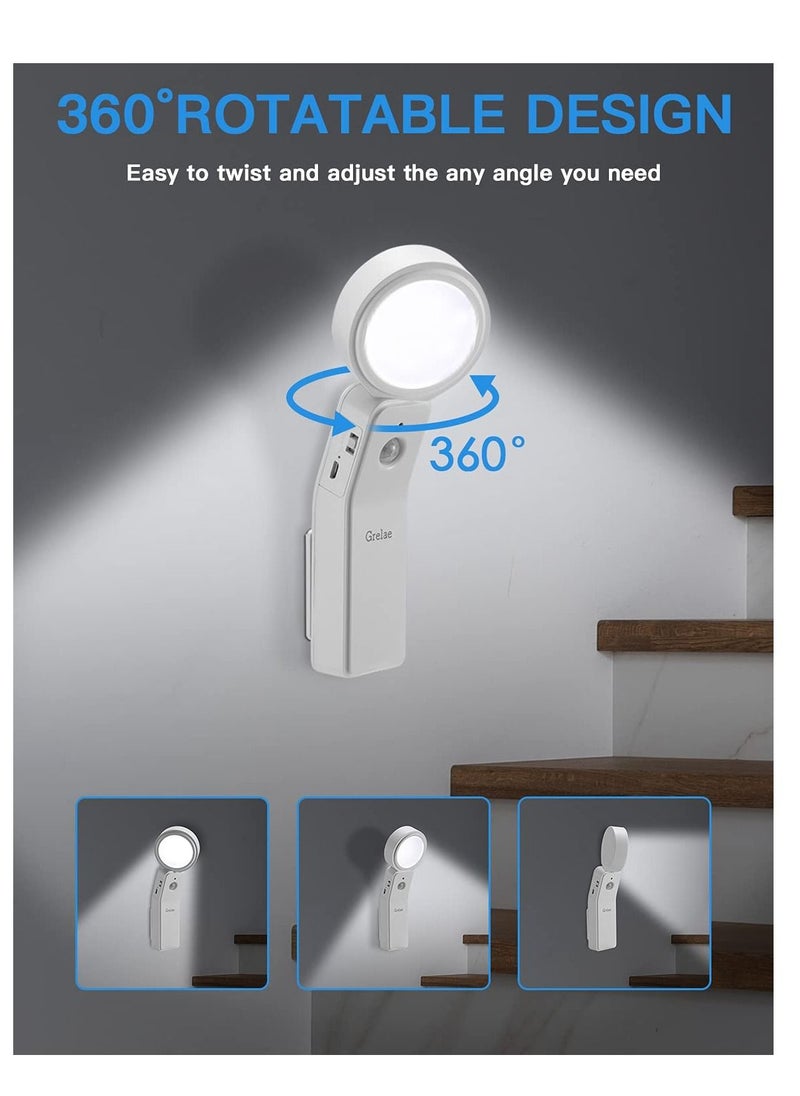 SYOSI - Motion Sensor Light Indoor Rechargeable Battery Powered LED Night Light with PIR Montion Sensor Bedroom Dusk to Dawn Light Sensor Auto Light Desk Lamp & Flashlight [White Light Energy Class A+++] - Image 1
