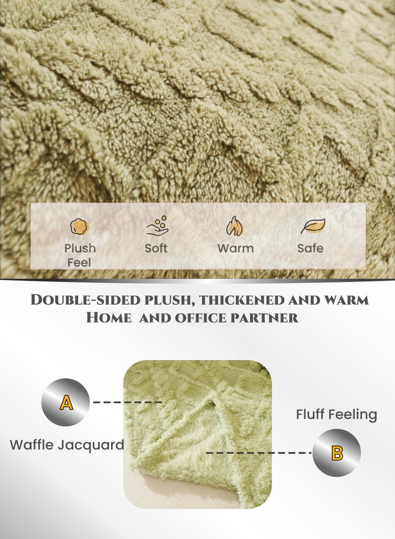 بطانية مخملية مرجانية مخملية على الوجهين ، بطانية خضراء عتيقة لجميع الفصول ، مريحة ناعمة وسميكة ، وافل وزغب دقيق على الوجهين ، للسرير ، الأريكة ، أريكة ، بطانية رمي الكرسي ، لحاف تكييف الهواء ، بطانيات قيلولة المكتب ، بطانيات السفر للنزهة ، هدية ديكور المنزل ، 130 × 180 سم - Image 3