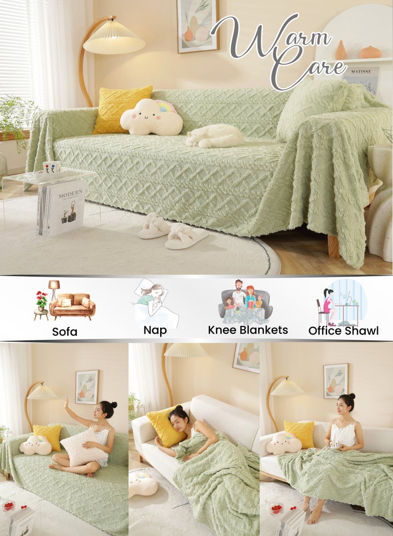 بطانية مخملية مرجانية مخملية على الوجهين ، بطانية خضراء عتيقة لجميع الفصول ، مريحة ناعمة وسميكة ، وافل وزغب دقيق على الوجهين ، للسرير ، الأريكة ، أريكة ، بطانية رمي الكرسي ، لحاف تكييف الهواء ، بطانيات قيلولة المكتب ، بطانيات السفر للنزهة ، هدية ديكور المنزل ، 130 × 180 سم - Image 4